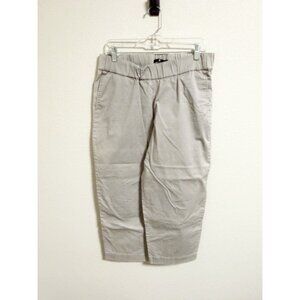 Jarbo Wide Leg Cropped Chino Pants Pull On Elastic Waist Cotton Stretch Size 38